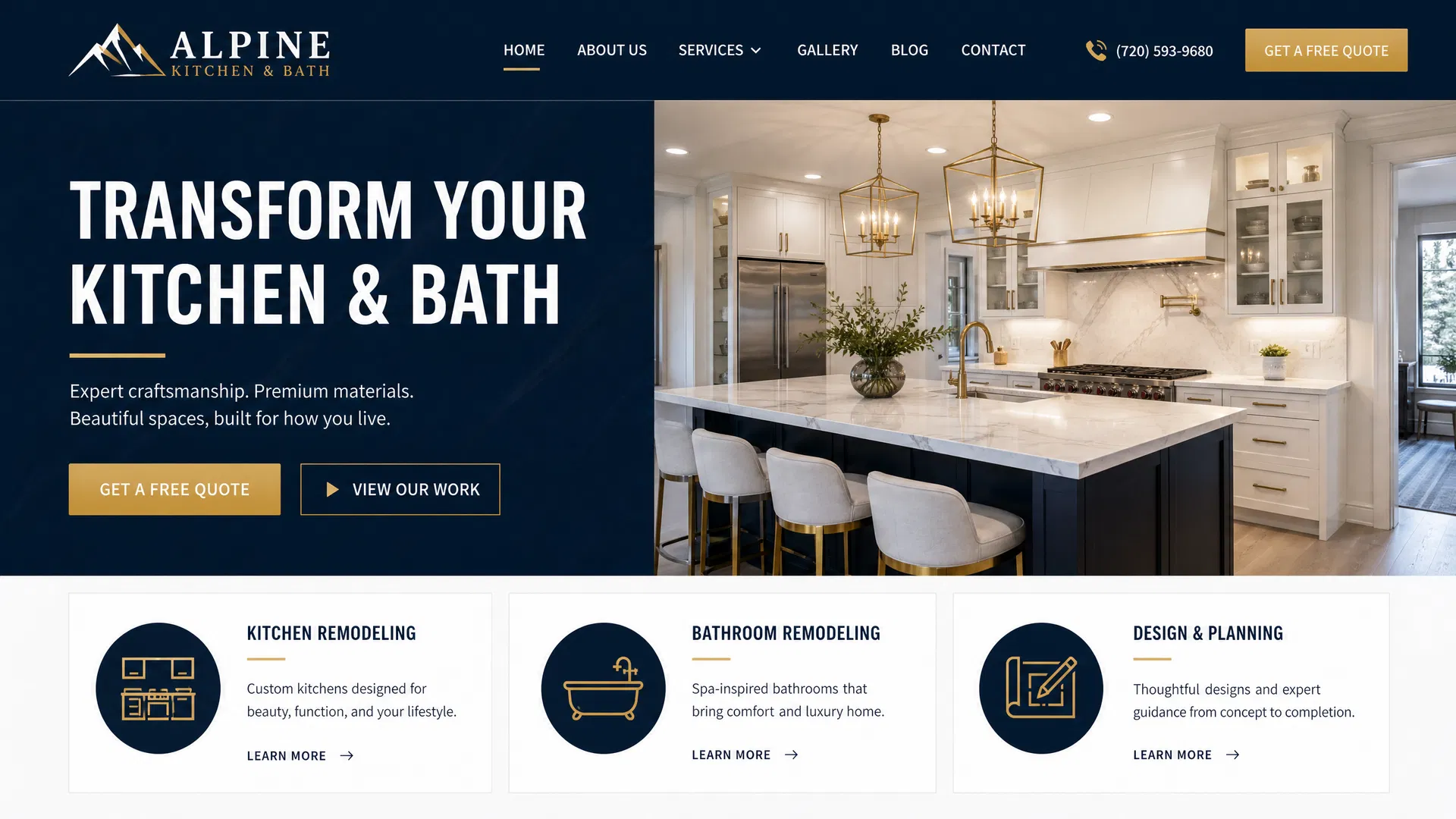 Alpine Kitchen & Bath website concept
