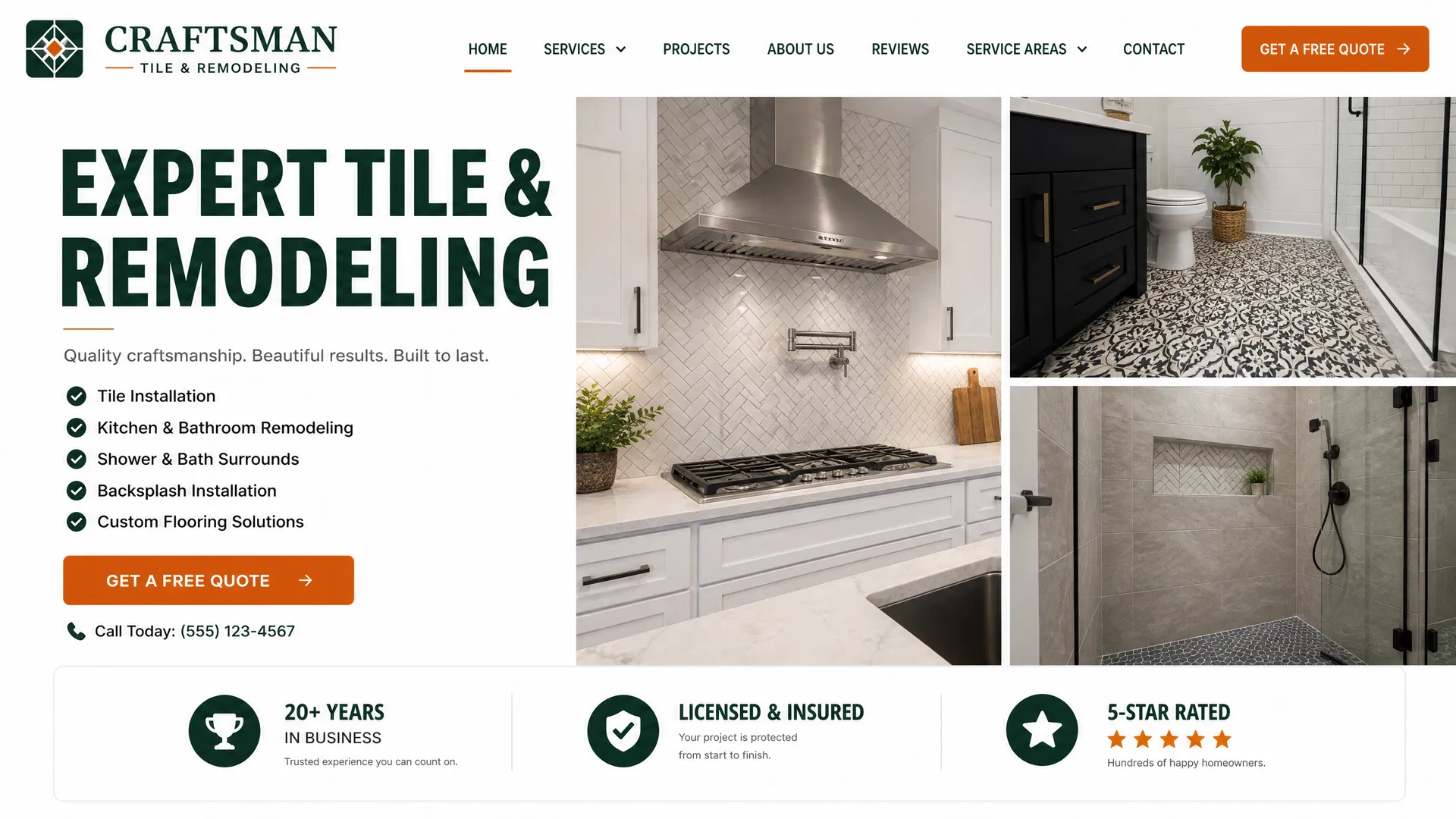 Craftsman Tile & Remodeling website concept