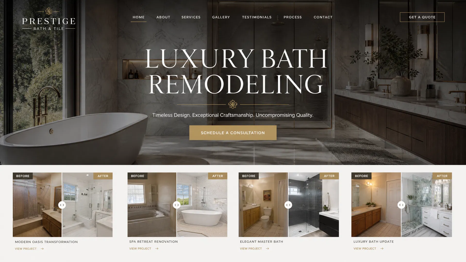 Prestige Bath & Tile website concept